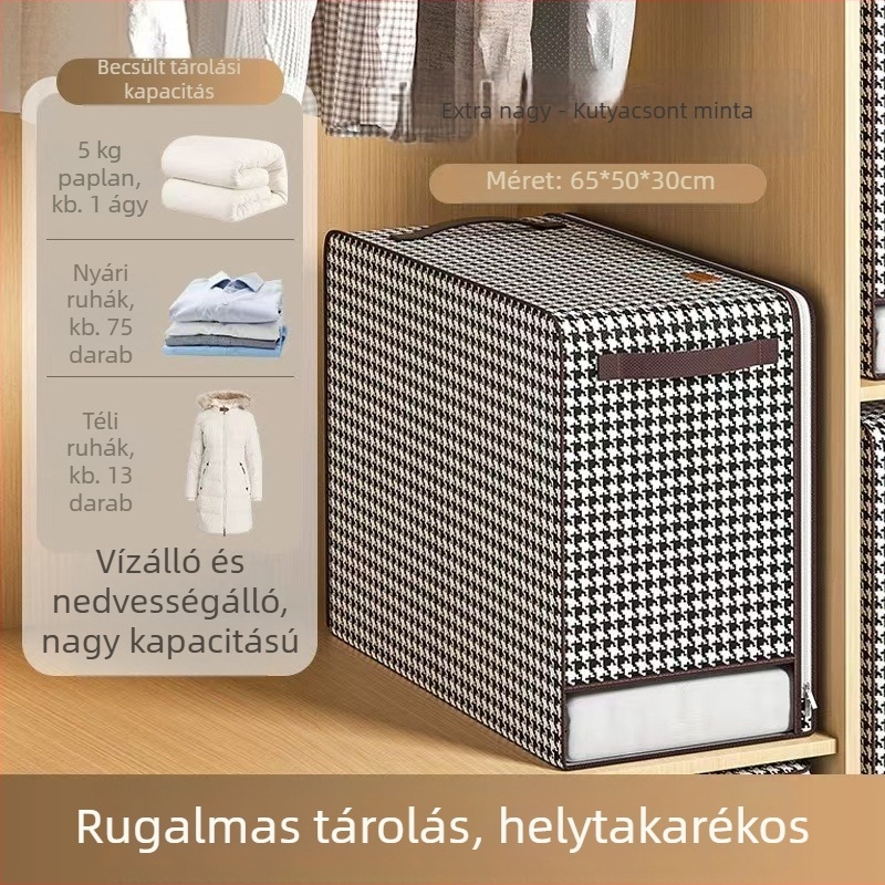 Összecsukható textil tároló doboz, nagy kapacitású ruháknak, fehérneműnek és takaróknak