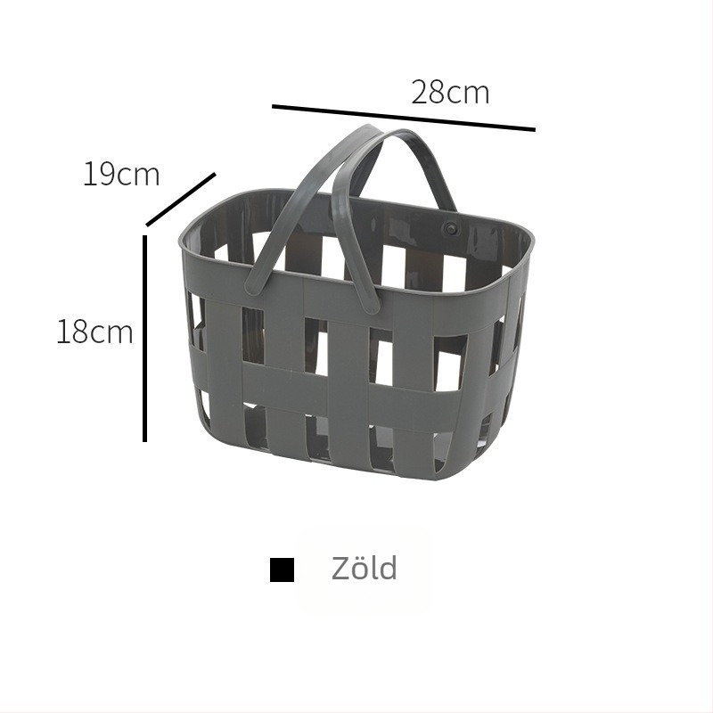 PP fürdőszobai tárolókosár kézben hordozható, leeresztő nyílásokkal — fürdő és konyha tároló