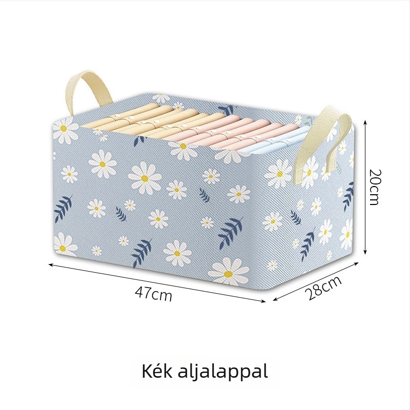 Daisy ruhatároló doboz, fiókos típusú aljlemezzel, összecsukható acélszerkezet, porvédett gardrób tárolás 30 L