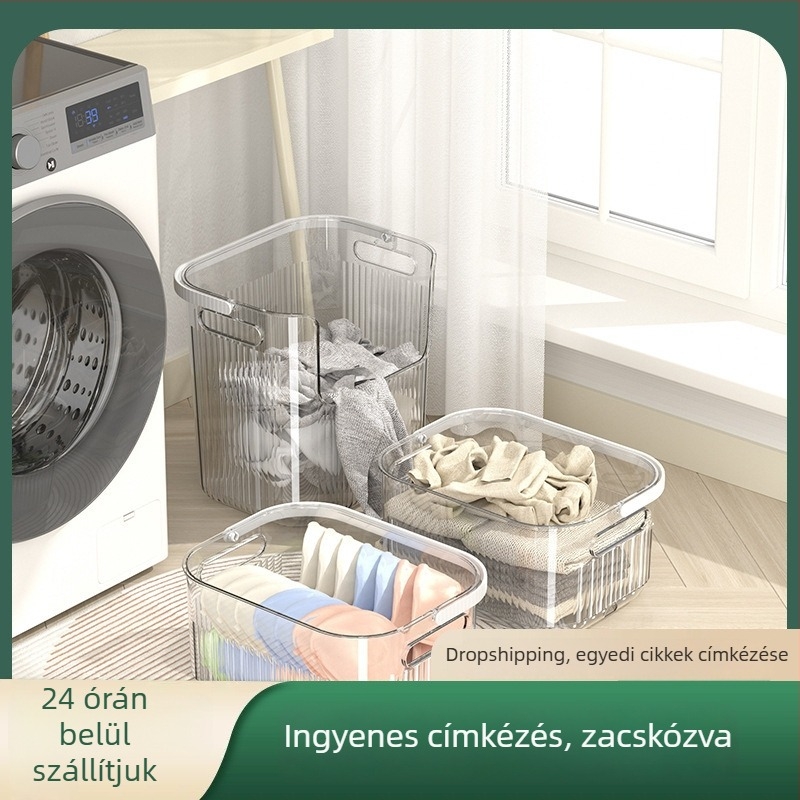 PET ruháskosár háztartási használatra, halmozható, fürdőszobai ruhák tárolására