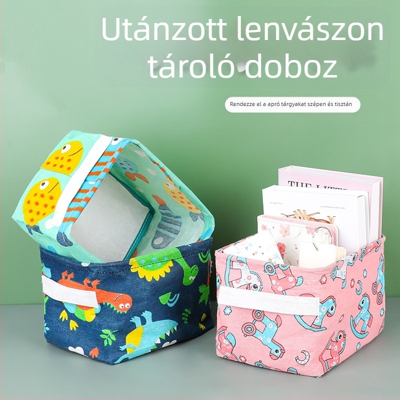 Asztali tárolókosár pamut és len anyagból, fürdőszobai és irodai rendező, ruhák és rágcsálnivalók tárolására