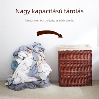 Piszkos ruhák tárolókosara rattanból, otthoni használatra