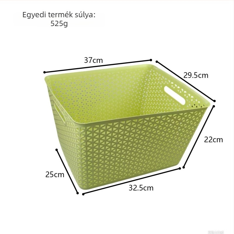 Műanyag téglalap alakú tárolókosár rattanhatású dizájnnal, ruhákhoz, kozmetikumokhoz és más tárgyakhoz
