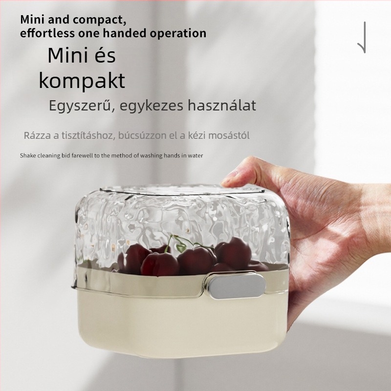 Kétszintes zöldségek mosó edény leeresztő kosárral – többfunkciós gyümölcs- és zöldségkosár, modern dizájn