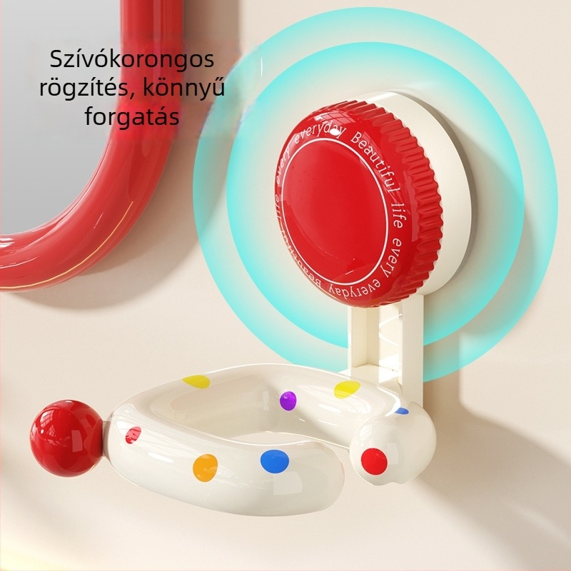 Pöttyös mintázatú hajszárító tartó szívókoronggal, falra szerelhető, fúrás nélkül