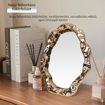 Felhő-hullámú sminktükör, asztali tükör diákszálláshoz, hordozható, Instagram-stílusú, magas minőségű