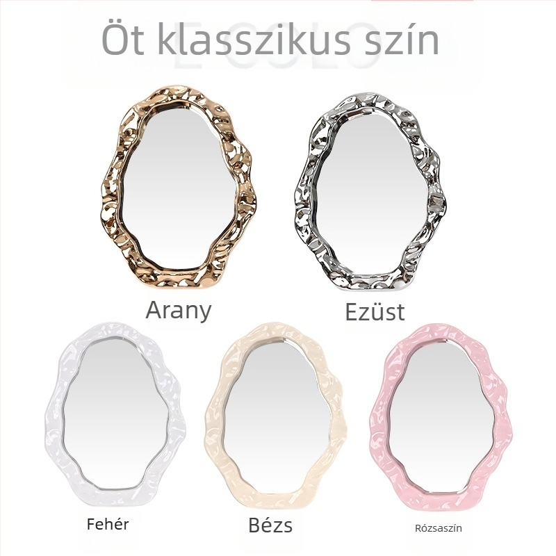 Felhő-hullámú sminktükör, asztali tükör diákszálláshoz, hordozható, Instagram-stílusú, magas minőségű
