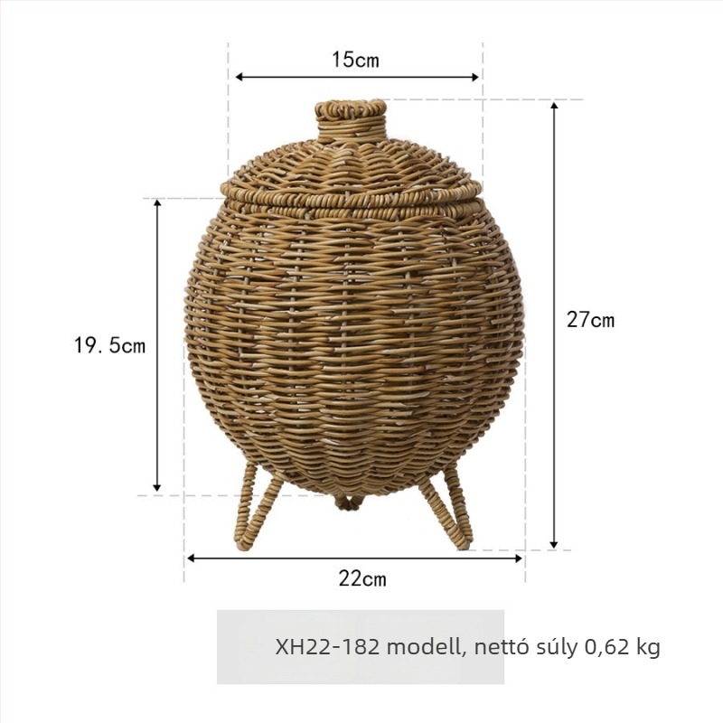 Testreszabható ovális imitációs rattan tárolókosár fedővel, gyümölcsökhöz, nassolnivalókhoz, ékszerekre és kozmetikumokra