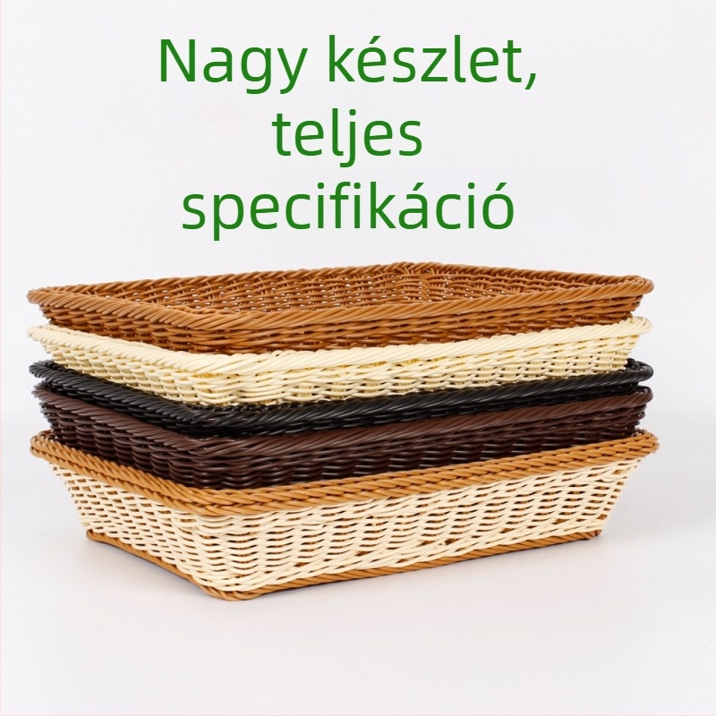 Mesterséges rattan kenyér kosár és tároló/kiállító kosár gyümölcsökhöz, zöldségekhez és magazinokhoz