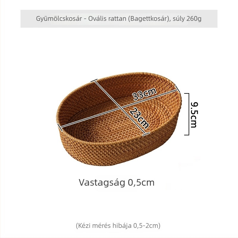Nordikus faanyagú fonott kosár gyümölcsre, kenyérre és nassolnivalókra — asztalra és kávéasztalra való tároló kosár