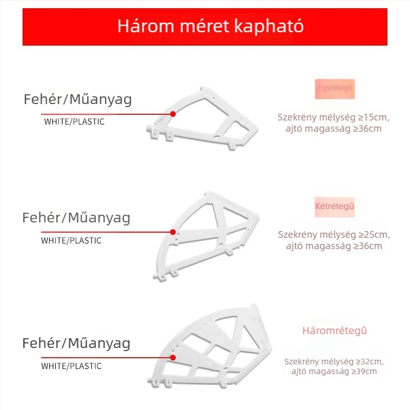 Műanyag lehajtható cipőszekrény-hardver — egyrétegű, kétszintes és többszintes paneles kiegészítő