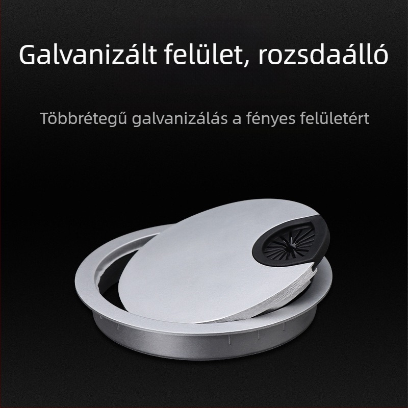 Számítógépes asztal kábelnyílás fedő, kör alakú dekoratív fedél alumíniumötvözetből, modern minimál stílus