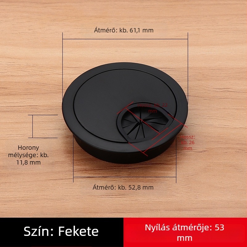 Számítógépes asztal kábelnyílás fedő, kör alakú dekoratív fedél alumíniumötvözetből, modern minimál stílus