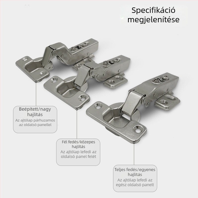 Fga Kétfokozatú csillapítóval ellátott szekrényajtó-pánt, 35 mm-es csésze, teljes fedés, beépített, hidegválcolt acél
