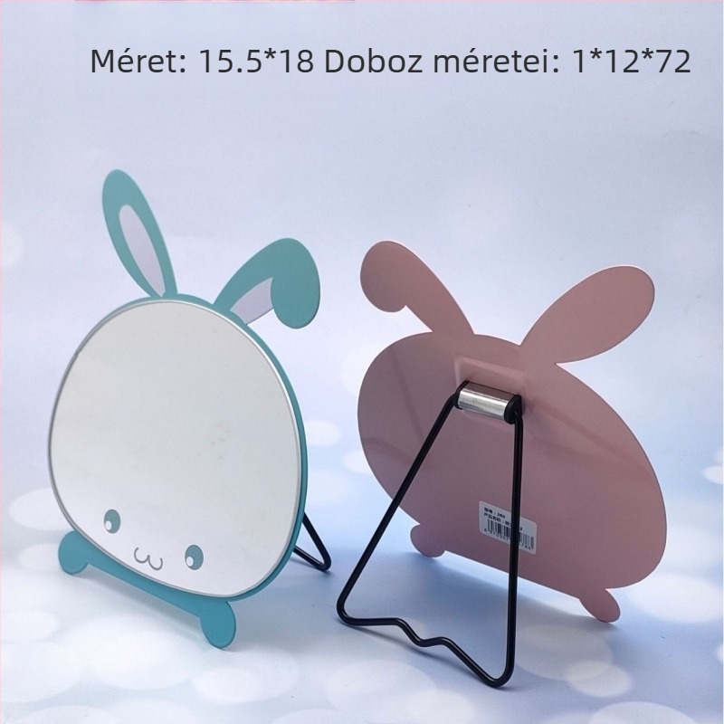 Asztali sminktükör karikatúra állat motívummal, műanyag kerettel és alumínium tükrével