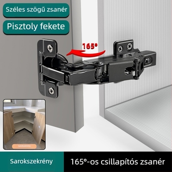 Gun Black 165° csillapító pánt sarokszekrényekhez, 175° íves és ferde ajtókhoz