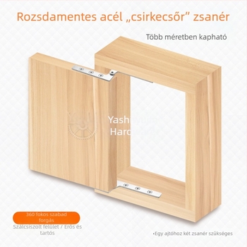 Rozsdamentes acél ajtópánt készlet, felső és alsó, 180°-os forgás, 7 alakú.