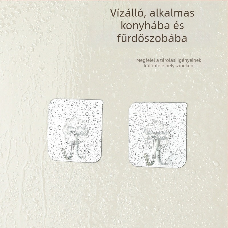 4 darab erős ragasztós falikampó, nehéz terhelésű, nyom nélkül a falon, konyha, fürdőszoba és otthon használatra