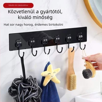 Elegáns fekete rozsdamentes acél falra szerelhető, erős ragasztó kampó, fúrás nélkül, nagy teherbírású, konyhához és kollégiumhoz