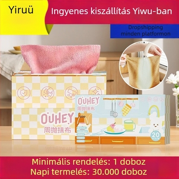 Vastagított egyszer használatos konyhai törlőkendők, zsíroldó, mosható, száraz és nedves használat, dobozos csomagolás
