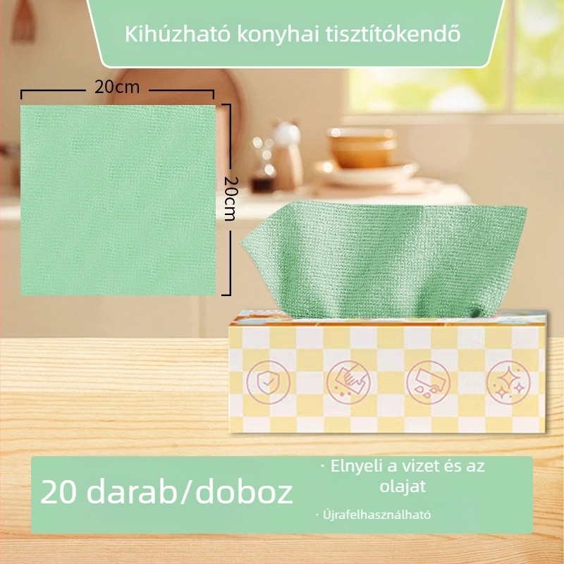 Vastagított egyszer használatos konyhai törlőkendők, zsíroldó, mosható, száraz és nedves használat, dobozos csomagolás
