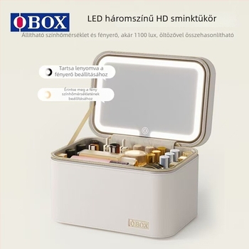 OBOX könnyű luxus sminktáska tükrökkel, hordozható Instagram-stílusú kozmetikai táska, 2024