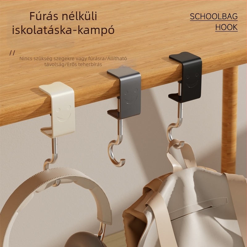 Új stílusú íróasztal- és hátizsákakasztó, fúrás nélküli, otthonra és kollégiumba, modern minimalist stílus, mozgatható, vastagabb kivitel