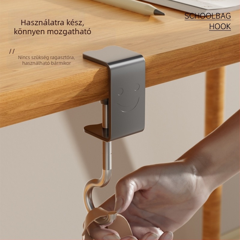 Új stílusú íróasztal- és hátizsákakasztó, fúrás nélküli, otthonra és kollégiumba, modern minimalist stílus, mozgatható, vastagabb kivitel