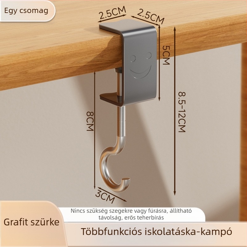 Új stílusú íróasztal- és hátizsákakasztó, fúrás nélküli, otthonra és kollégiumba, modern minimalist stílus, mozgatható, vastagabb kivitel