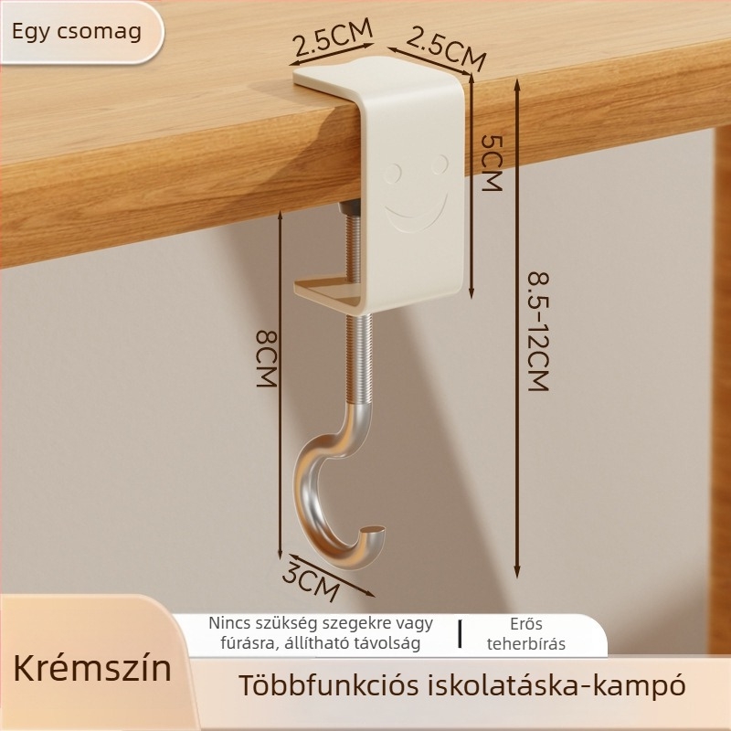 Új stílusú íróasztal- és hátizsákakasztó, fúrás nélküli, otthonra és kollégiumba, modern minimalist stílus, mozgatható, vastagabb kivitel