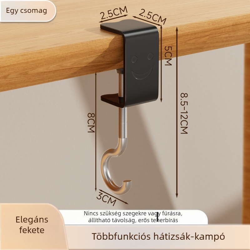 Új stílusú íróasztal- és hátizsákakasztó, fúrás nélküli, otthonra és kollégiumba, modern minimalist stílus, mozgatható, vastagabb kivitel