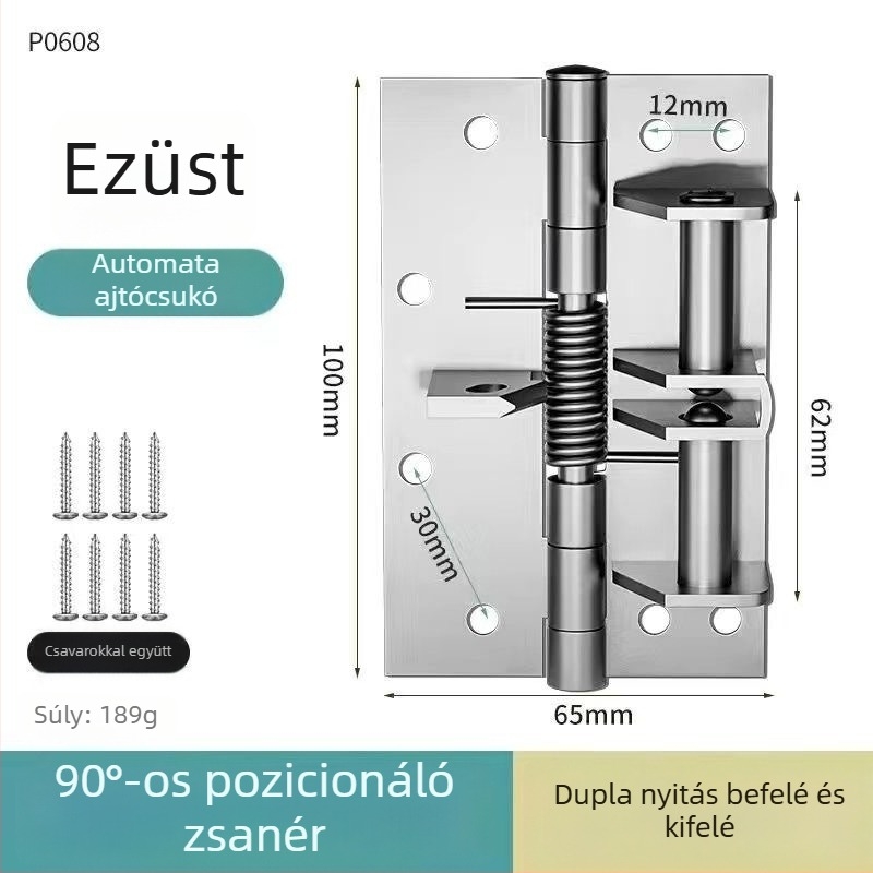 4 hüvelykes önzáró rugós pánt, rejtett kivitel, 90° állásszög