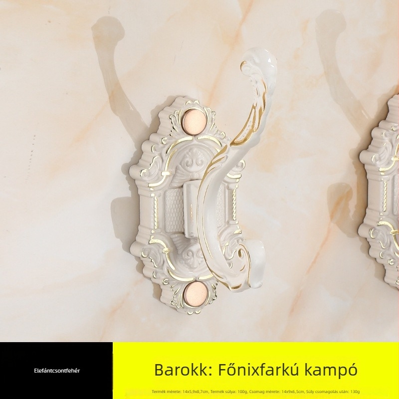 Barokk stílusú fém egykaros akasztó ruhák felakasztatásához az ajtó mögötti falon, nappaliba vagy hálószobába