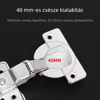 Vastagított 40-kupakos zsanér hidraulikus csillapítással szekrényekhez és garderobákhoz, csendes, nagy görbület
