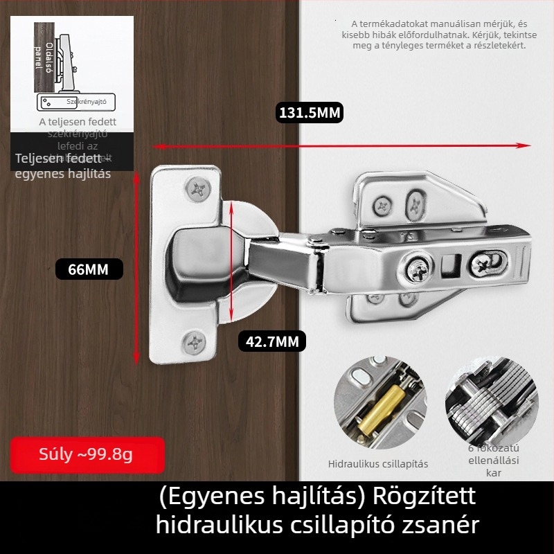 Vastagított 40-kupakos zsanér hidraulikus csillapítással szekrényekhez és garderobákhoz, csendes, nagy görbület