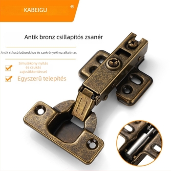 Antik bronz pánt szekrényajtókhoz rezgéscsillapítóval és halk zárással, hidraulikus pánt