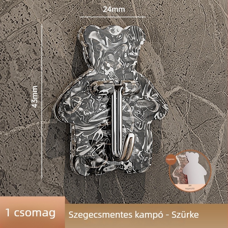 Új mesés ragasztó fogas – falra szerelhető, fúrás nélkül, aranyos medvével, tárolás hálószobában, az ágynál és a fürdőszobában