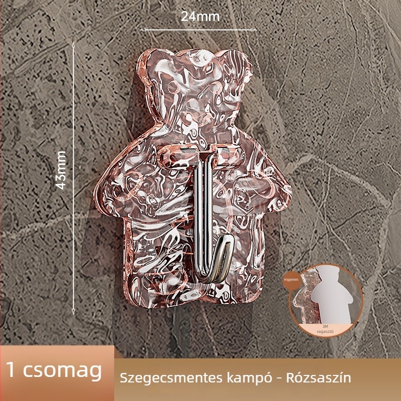 Új mesés ragasztó fogas – falra szerelhető, fúrás nélkül, aranyos medvével, tárolás hálószobában, az ágynál és a fürdőszobában