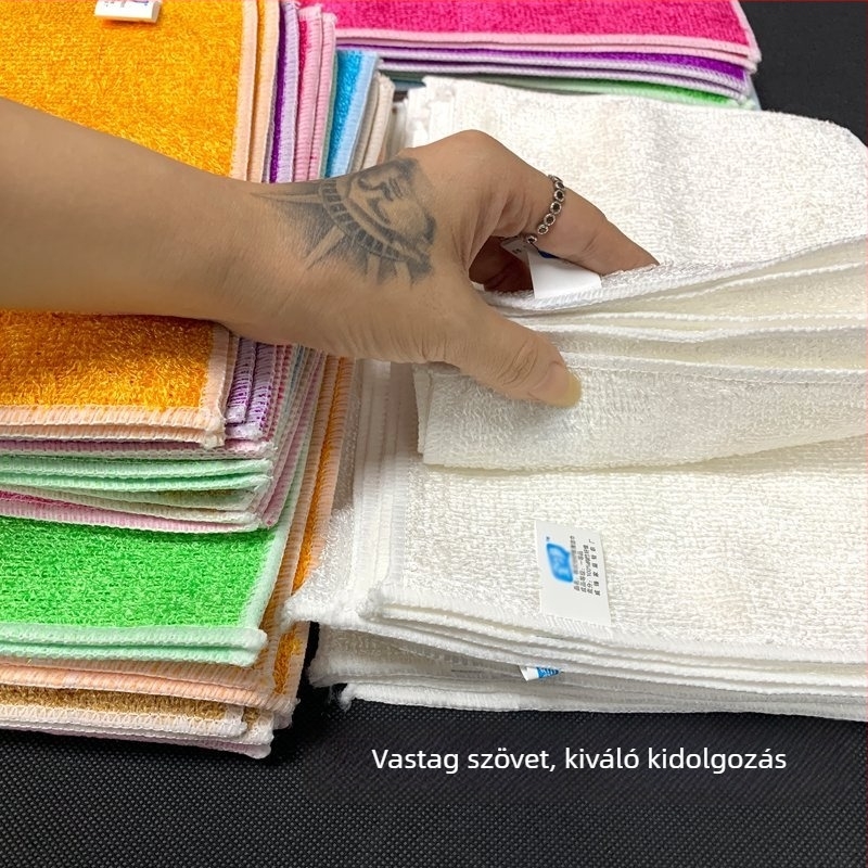 Konyhai bambuszrost tisztító kendő és lenből készült edénykendő, vízfelvevő, kis négyzet alakú kendő