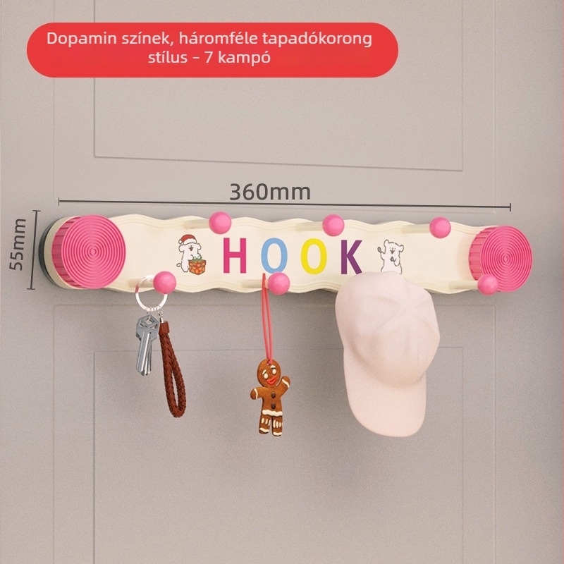 Forgó vákuumos akasztócsík, több akasztóval, csapmentes, erős teherbírású – fürdőszoba, konyha, előszoba és az ajtó mögé