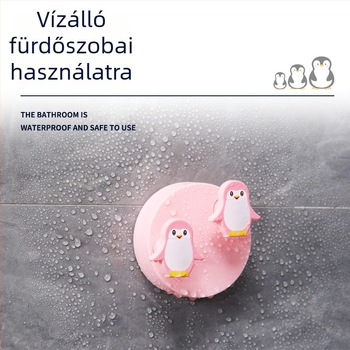 Pingvin alakú, kihúzható tapadó akasztó ajtóhoz, fürdőszobába és a konyhába, többfunkciós