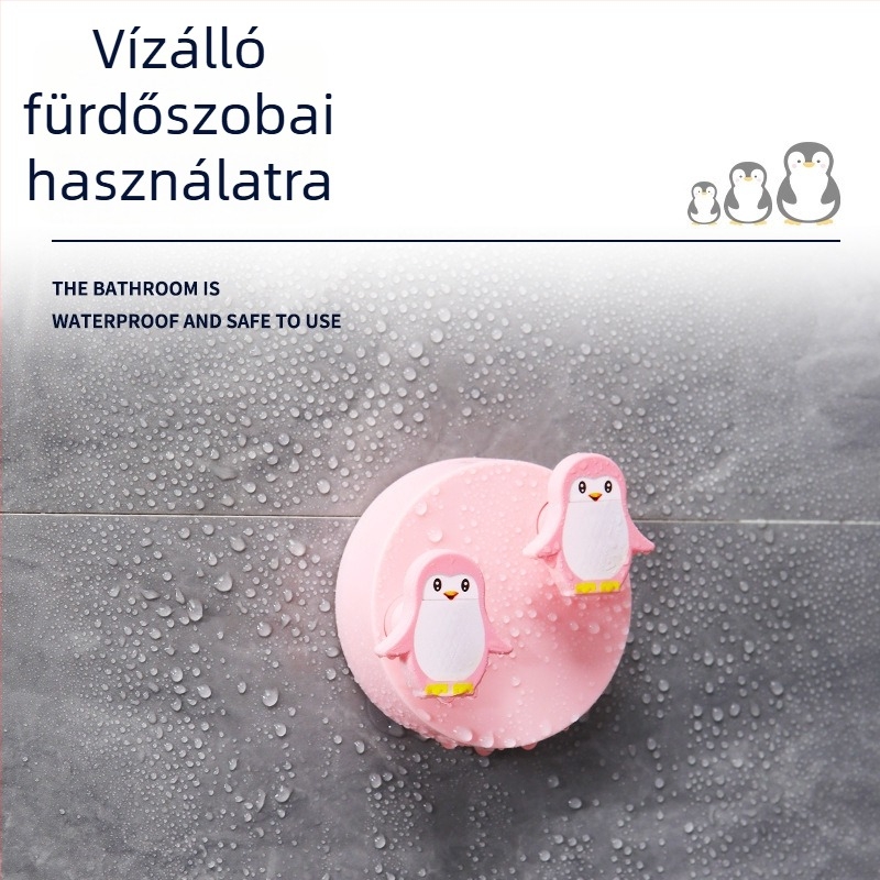 Pingvin alakú, kihúzható tapadó akasztó ajtóhoz, fürdőszobába és a konyhába, többfunkciós