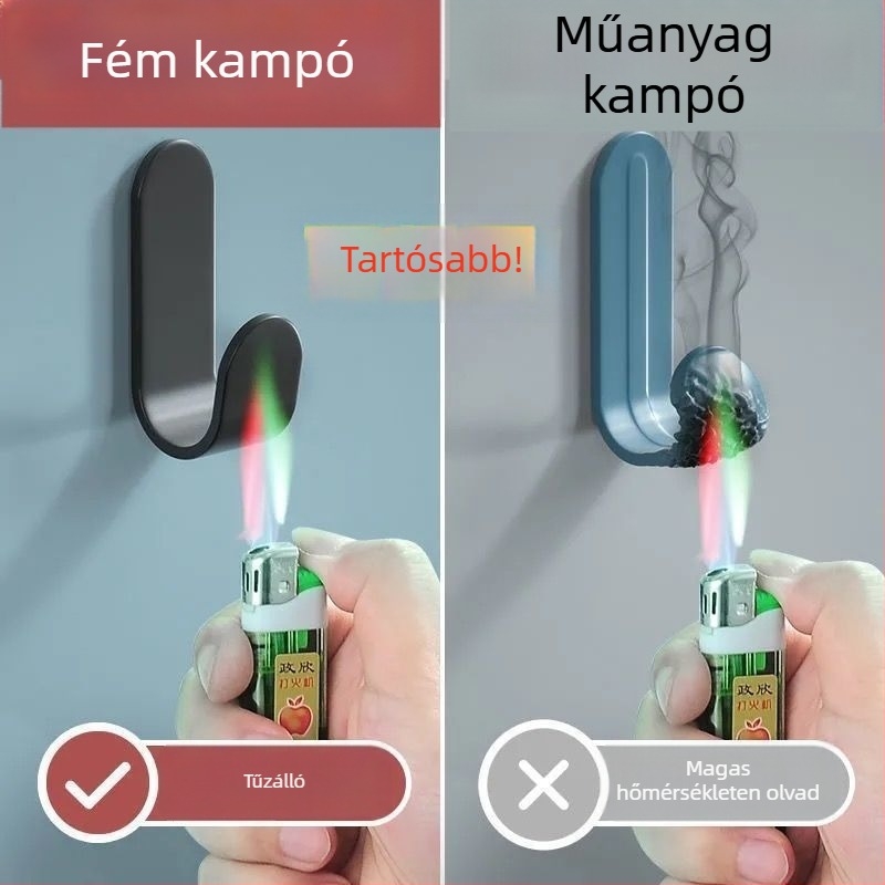Fali akasztó fúrás nélkül, ragasztós, fürdőszobába és nappaliba, törölközők és ruhák tárolására