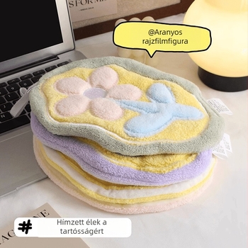 Aranyos konyhai kéztörlő tulipán mintával, rajzfilmszerű dizájn, nedvszívó, akasztóval, korall-flíz vastított