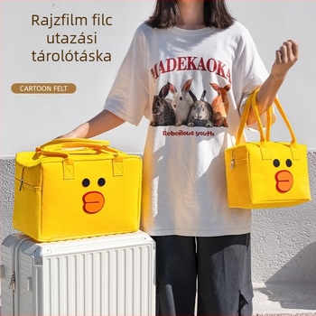 Filcből készült utazótáska, multifunkciós, könnyű, nagy kapacitású, rajzfilmszerű stílus