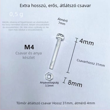 Átlátszó akril dempferentes pánt kis szekrényajtókhoz, összecsukható kivitel, állítható megállónyomatékkal
