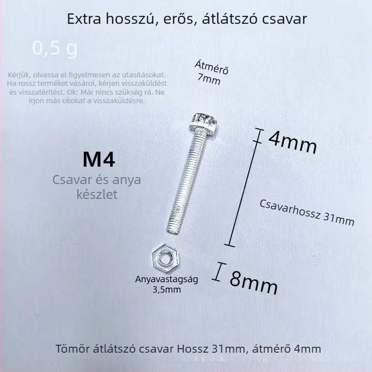 Átlátszó akril dempferentes pánt kis szekrényajtókhoz, összecsukható kivitel, állítható megállónyomatékkal