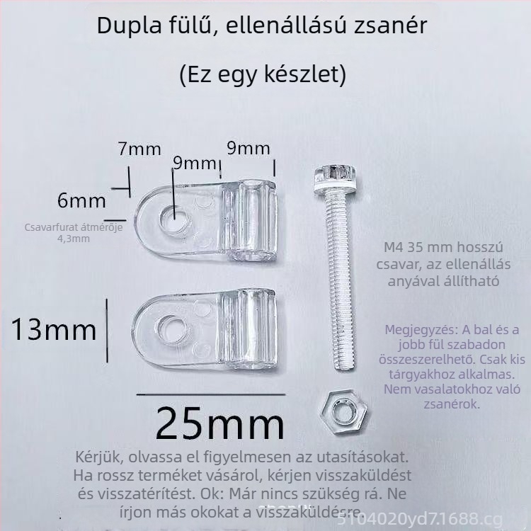 Átlátszó akril dempferentes pánt kis szekrényajtókhoz, összecsukható kivitel, állítható megállónyomatékkal