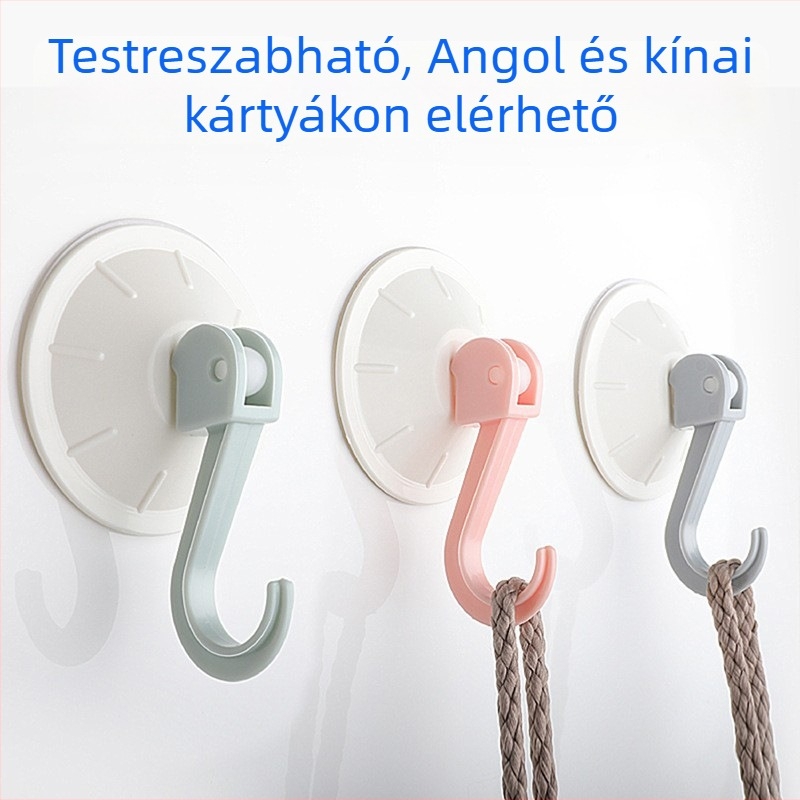 Két méretű műanyag vákuumos akasztó konyhai és fürdőszobai csempékre, nyom nélkül, erős ruhakasztó