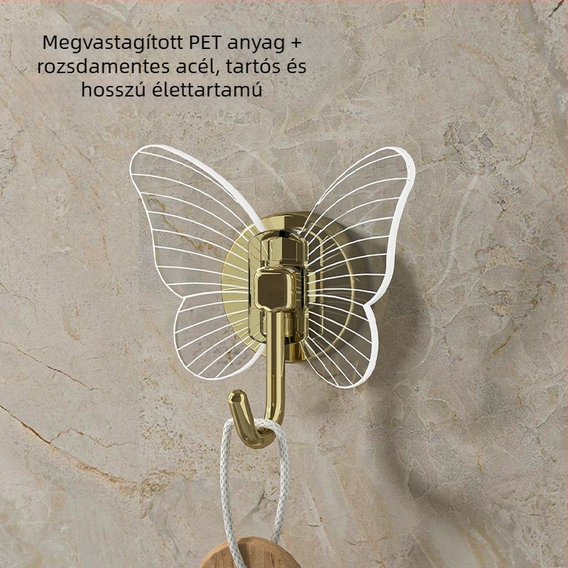 Lyukasztás nélküli pillangó falikakasztó 3D-s textúrával, otthoni dekoráció, ruhák és kulcsok számára